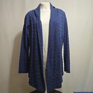 VTG Coldwater Creek Open Front Cardigan Womens Size Medium Blue Lagenlook Boho
